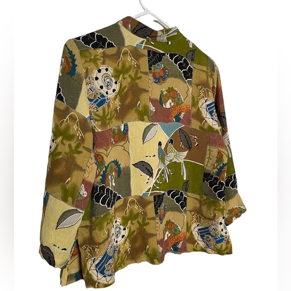 Citron 100% Silk Bird Blouse Size Small - Picture 4 of 8